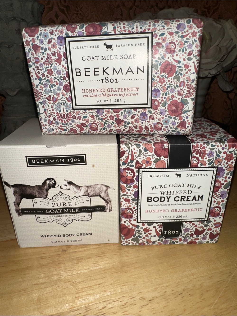 🐐Beekman 1802 Set of 3 🌿Pure Goat Milk Body Cream & Honeyed Grapefruit